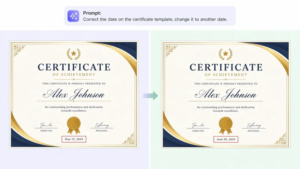 Certificate Text Correction