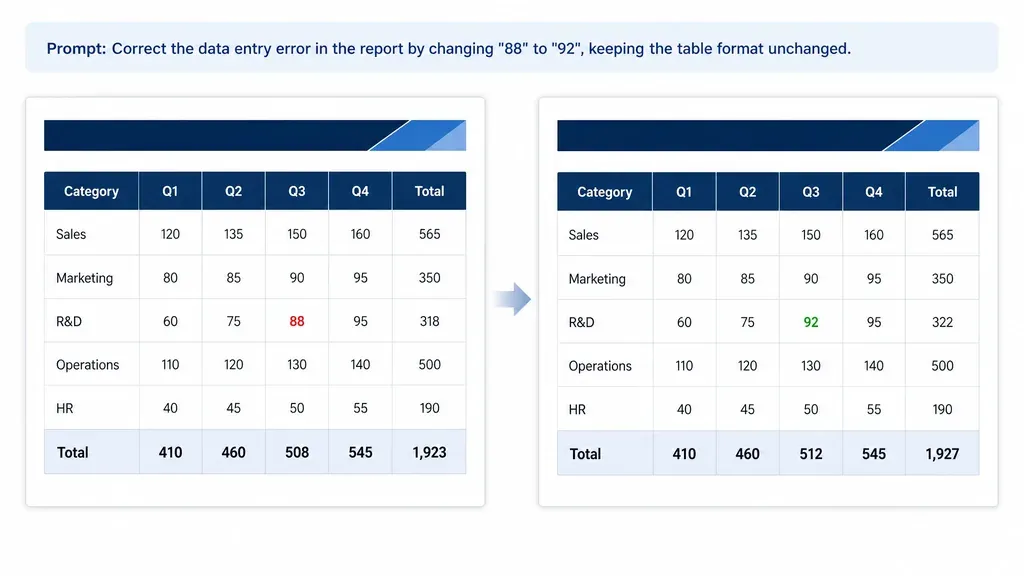 Table Text Correction